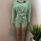 Green Striped Two Piece
